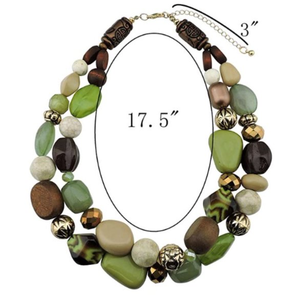 Bocar 2 Layer Statement Chunky Beaded Fashion Collar Necklace for Women Gifts, 1 - Picture 5 of 6